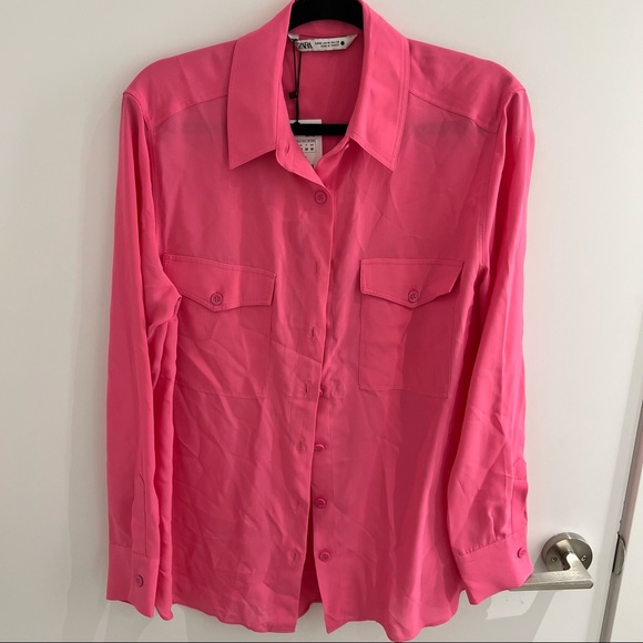 Zara pink blouse NEW WITH TAGS - Picture 1 of 3